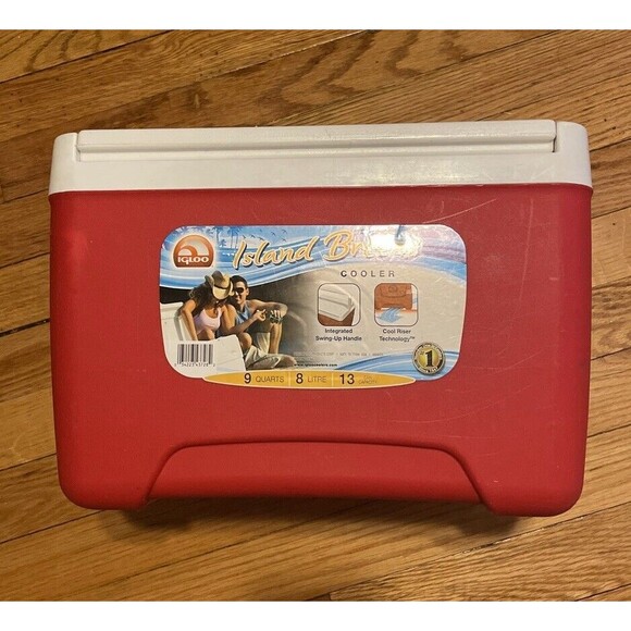 Island Breeze Igloo Lunch Cooler 9 Quart, 13 Can Capacity RED Handle Detachable - Picture 1 of 7